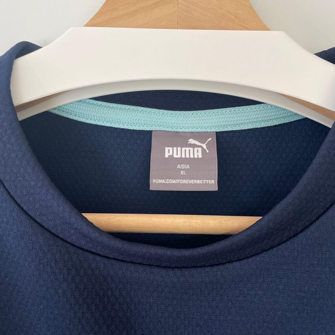PUMA GOLF ストレッチスローガンロゴ クルースウェット XL ネイビー