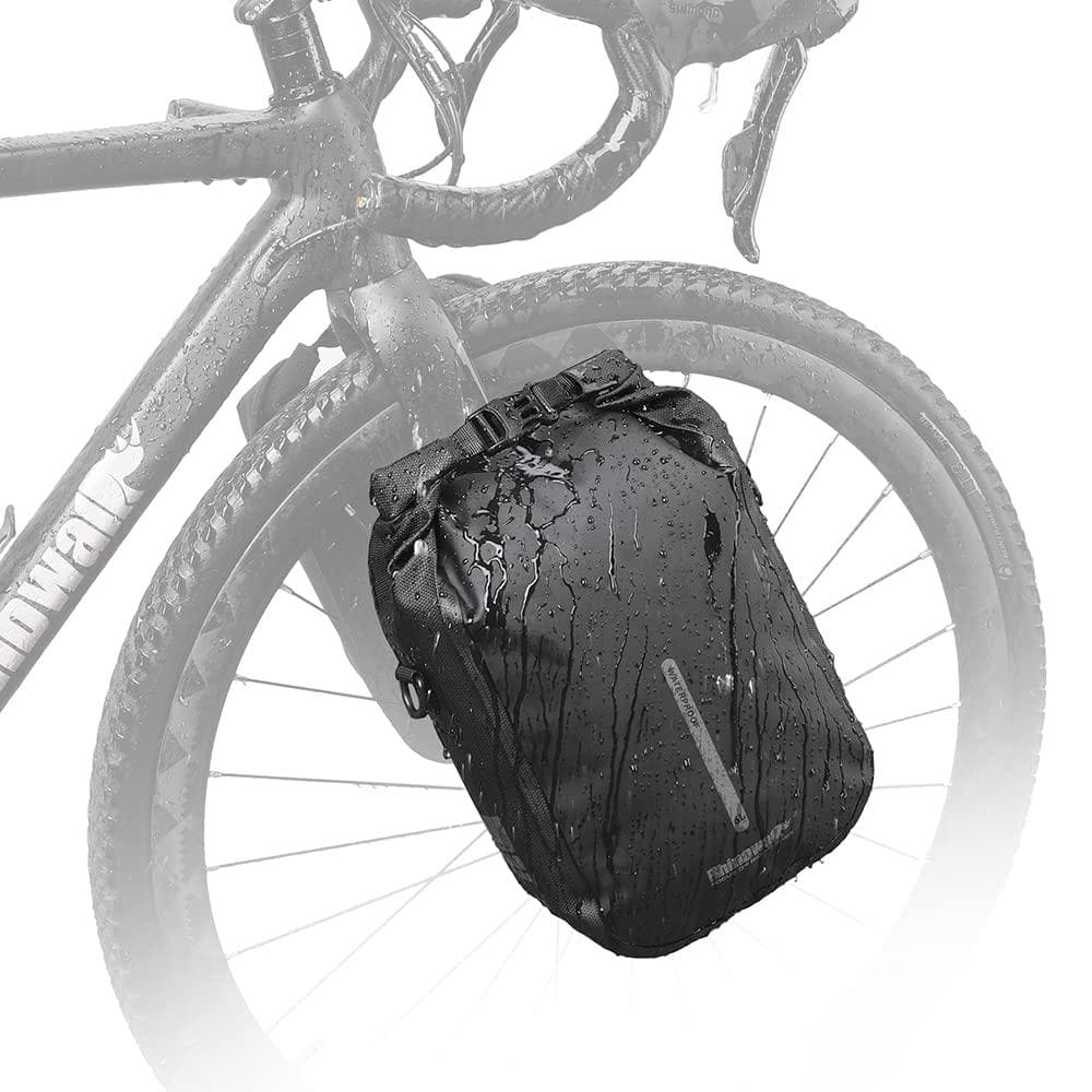 新品！自転車フォークバッグ ラック不要 ワンタッチ 完全防水 取付具付 6L片側
