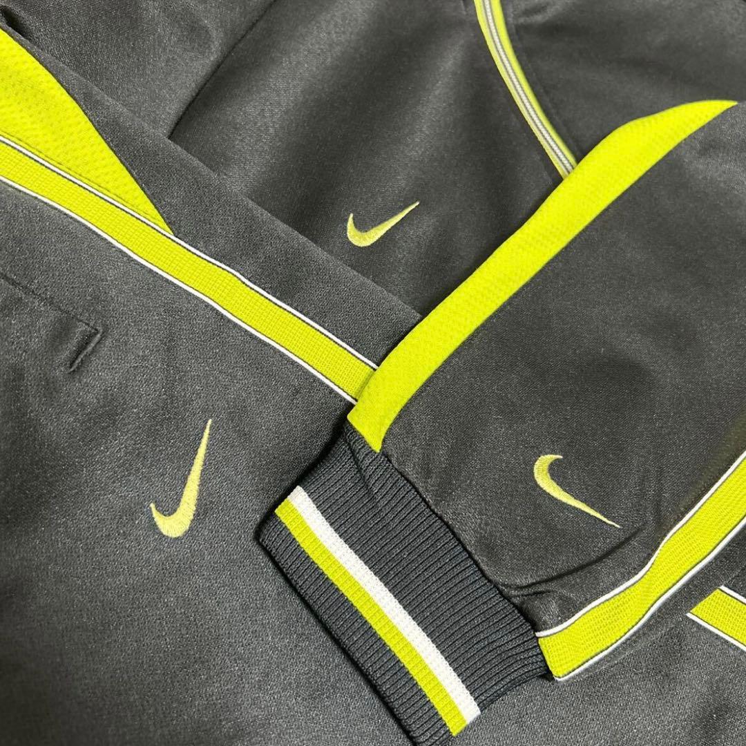 ナイキ　トラックジャージ　上下セット　M〜L ブラック/ライムグリーン　刺繍ロゴ