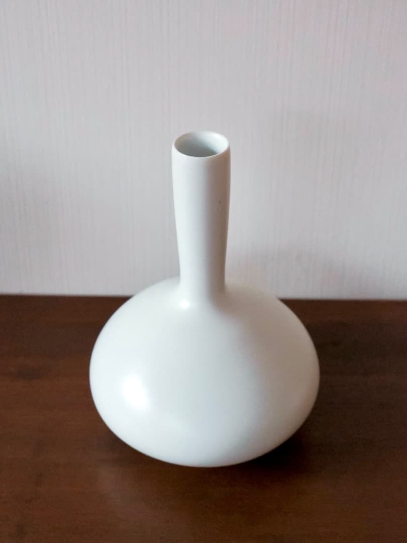 四代 永澤永信　出石焼　白磁　白雪瓷　花瓶　華道具　美品　Q2452