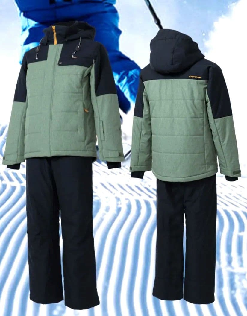 【美品】オンヨネ スキーウェアS.KHAKI×BLACK Ｌサイズ